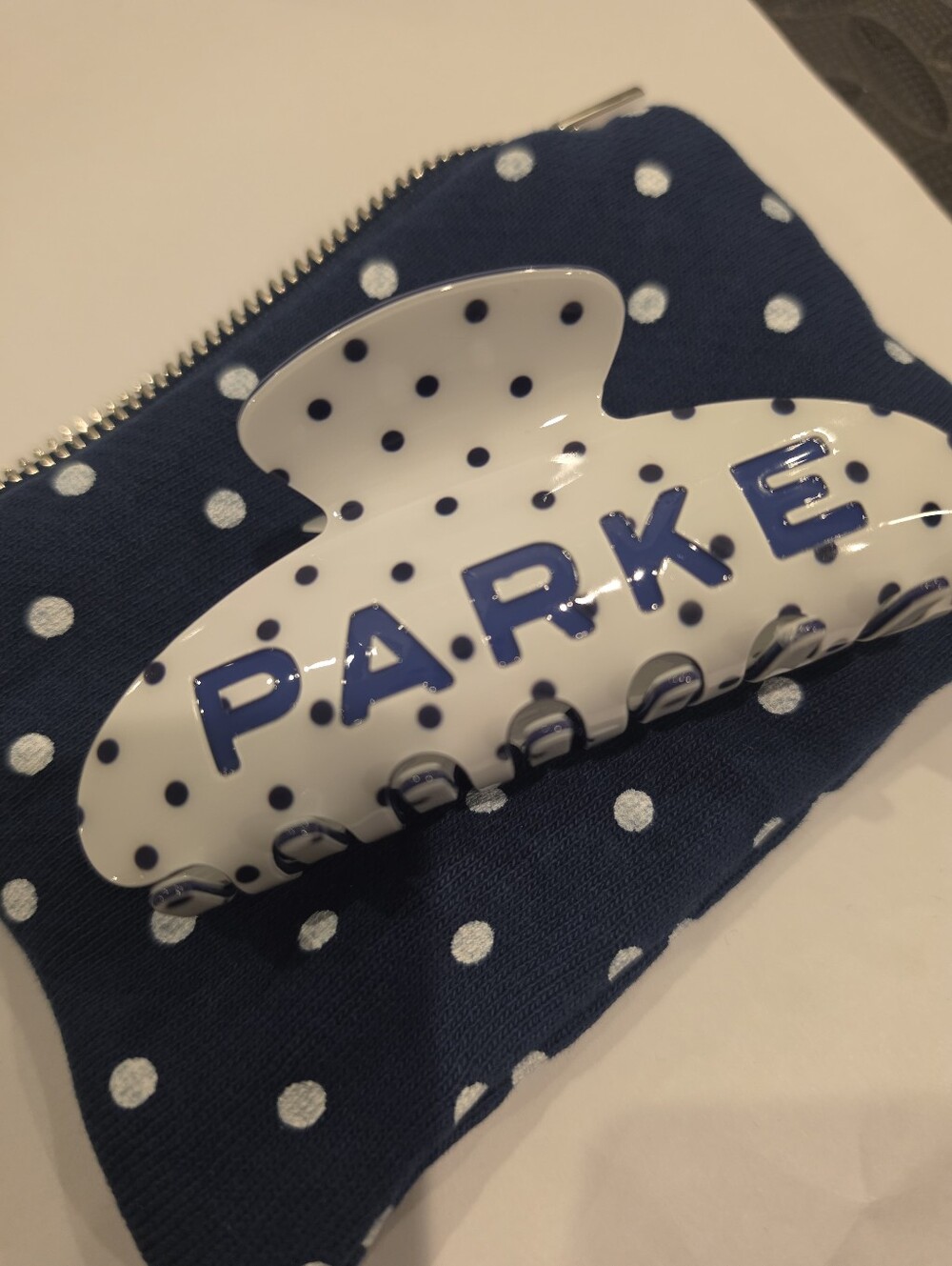 Parke Sold Out Polka Dot Claw Clip + Bag